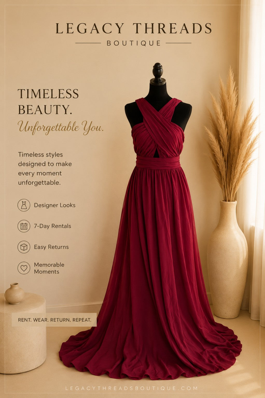 Crimson Romance Gown